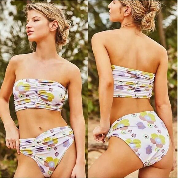 New! Set! Beth‎ Richards  Delrey Bikini Top and bottom, 70’s floral bikini, L - Picture 1 of 11
